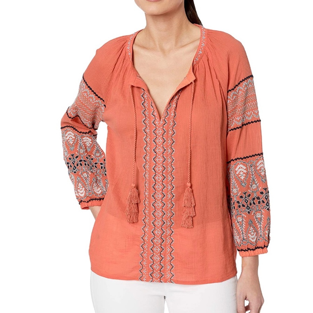 Joie Nelida Embroidered Peasant Top